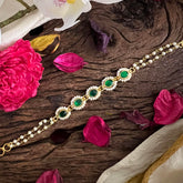Rakshabandhan Green Jadau Kundan Rakhi-Oval-Pearl-G12946